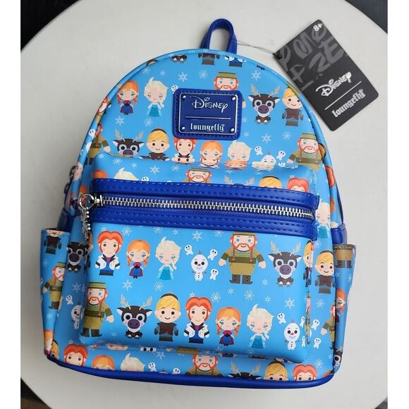 Loungefly Disney Frozen Chibi Mini Backpack Elsa Anna Olaf Bag AOP Vegan Leather main image 11
